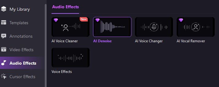 Wondershare DemoCreator - audio effects