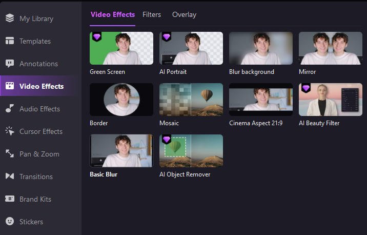 Wondershare Democreator video effects